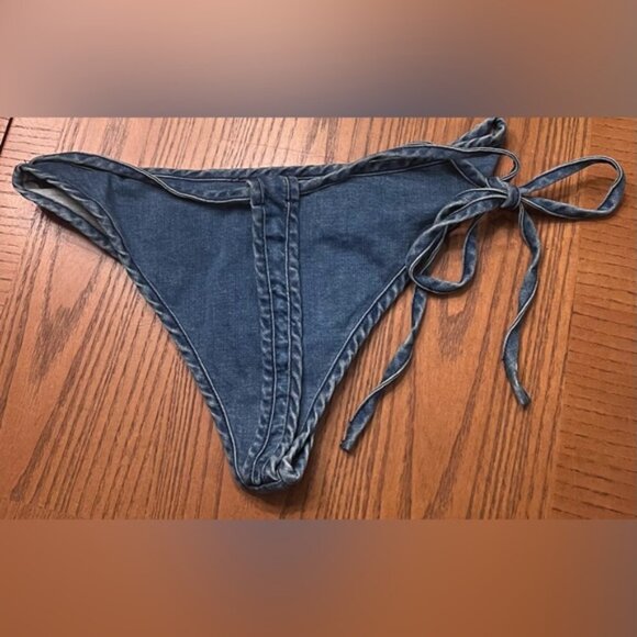 I.AM.GIA Jessica Stretch Denim Bikini Bottom Side Tie in Indigo Size Large NEW - Picture 12 of 13